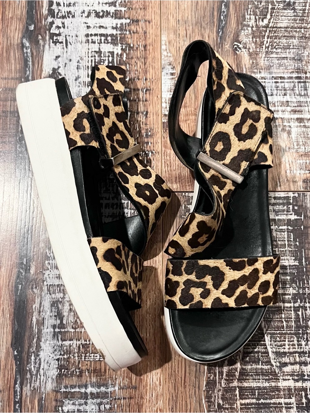 FRANCO SARTO Kobe2 Leopard Dyed Cow Hair Leather Sandals 9M